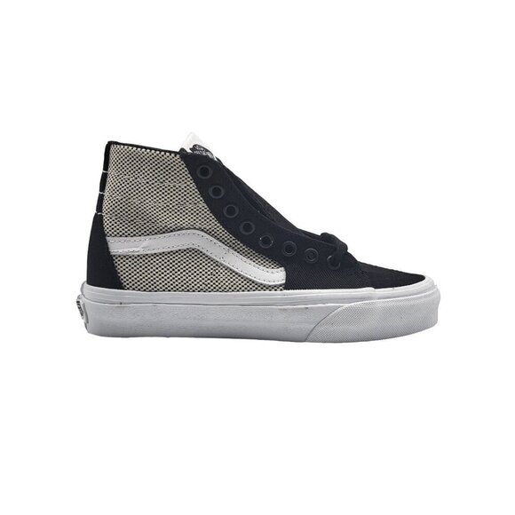Vans Sk8 Hi Tapered 2 Tone Linen Black‎ True White Womens Skate Shoes Size 5 - Picture 1 of 8